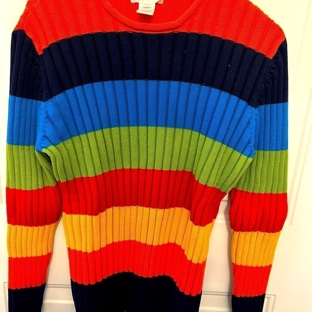 JONES New York Sport 100 Percent Cotten Large Stripped Sweater